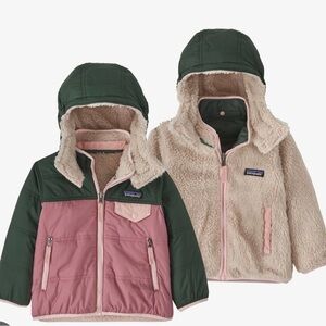 Patagonia Reversible Tribbles Hoodie - 2T -  light star pink